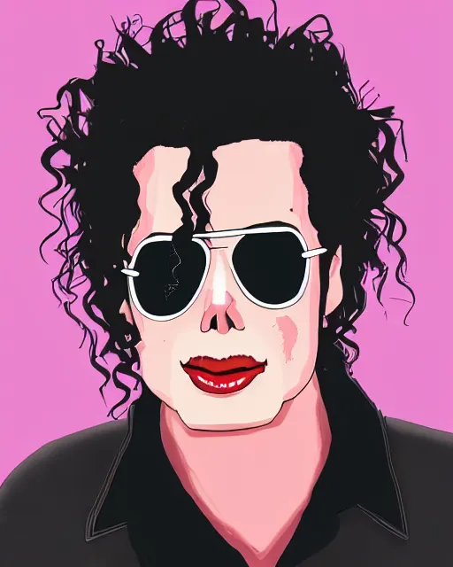 Image similar to portrait of michael jackson in the style of justin roiland. cinematic lighting. style of rick & morty. photographic, photography. by justin roiland