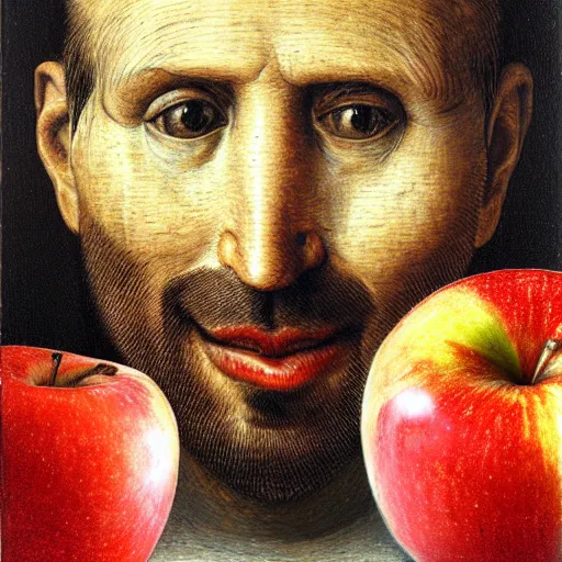 Image similar to giuseppe arcimboldo, steve jobs, apples