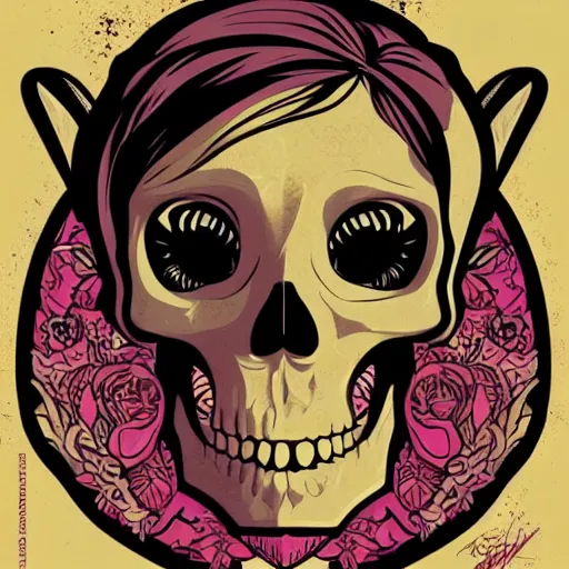 Image similar to portrait skull girl bunny disney by petros afshar, tom whalen, laurie greasley, mucha, war face by greg rutkowski