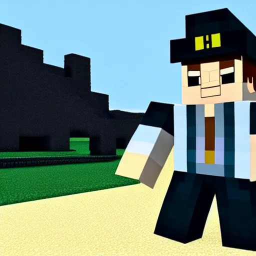 Image similar to jotaro in minecraft