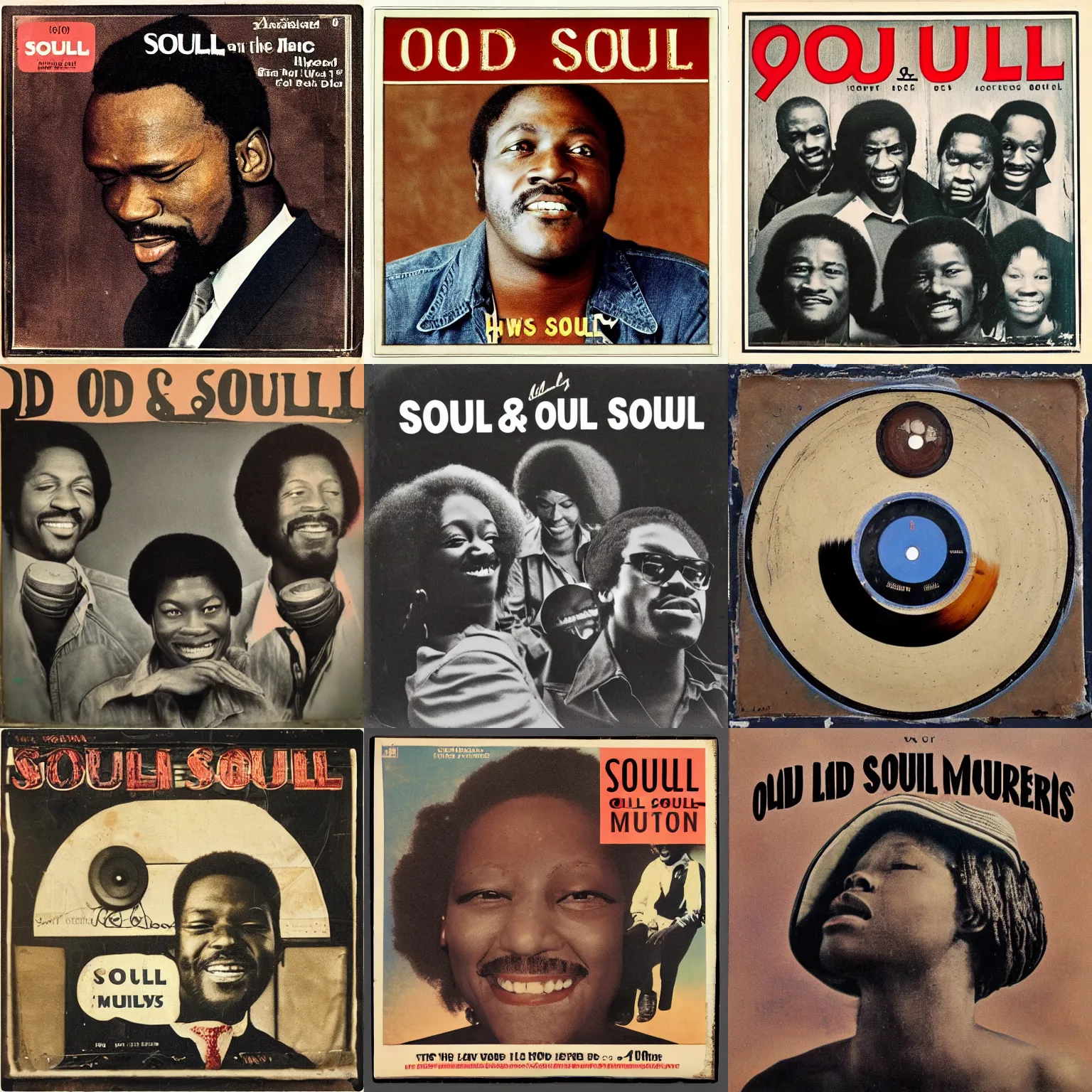 Prompt: old and worn soul music album cover from the 7 0 s