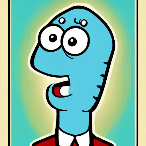 Image similar to handsome squidward, male, cartoon network style, poster