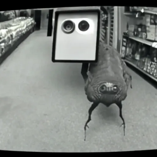 Image similar to a bizarre monster caught on a security camera