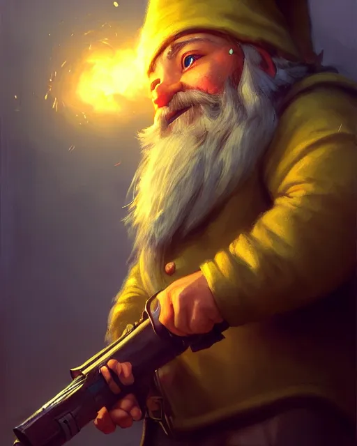 Image similar to epic portrait cinematic shot of a gnome holding a bomb, fine details. night setting. realistic shaded lighting poster by craig mullism, artgerm, jeremy lipkin and michael garmash, unreal engine, radiant light, detailed and intricate environment, digital art, trending on art station,