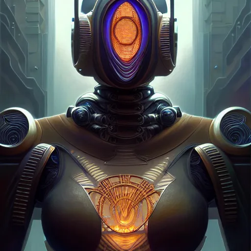 Image similar to front shot of a cyberpunk gazmask robot character, intricate, elegant, highly detailed, centered, digital painting, artstation, concept art, smooth, sharp focus, illustration, artgerm, Tomasz Alen Kopera, Peter Mohrbacher, donato giancola, Joseph Christian Leyendecker, WLOP, Boris Vallejo