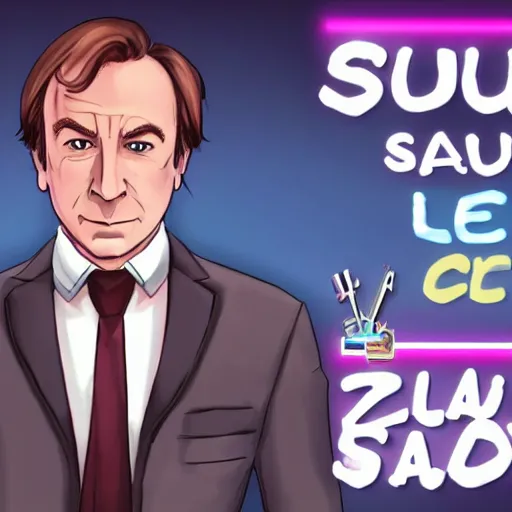 Image similar to screenshot of saul goodman in doki doki literature club