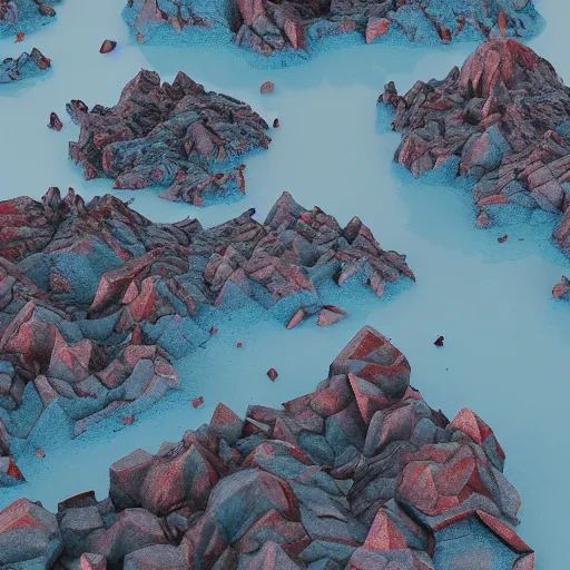 Image similar to abstract 3d landscape at 12:00 by james jean and David Schnell, rendering, redshift, octane