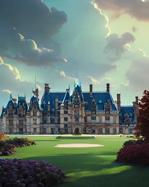 Prompt: highly detailed surreal vfx portrait of the biltmore estate, stephen bliss, unreal engine, greg rutkowski, loish, rhads, beeple, makoto shinkai and lois van baarle, ilya kuvshinov, rossdraws, tom bagshaw, alphonse mucha, global illumination, detailed and intricate environment