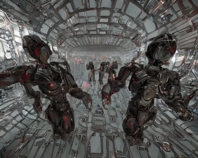 Image similar to love, joy, realistic textured magnetosphere humanoids, complex cybernetic glowing vortexes, large array, ornate, cinematic light shadows, hdr refractions, insanely detailed rendering, cybernetic civilisations, 8 k, *