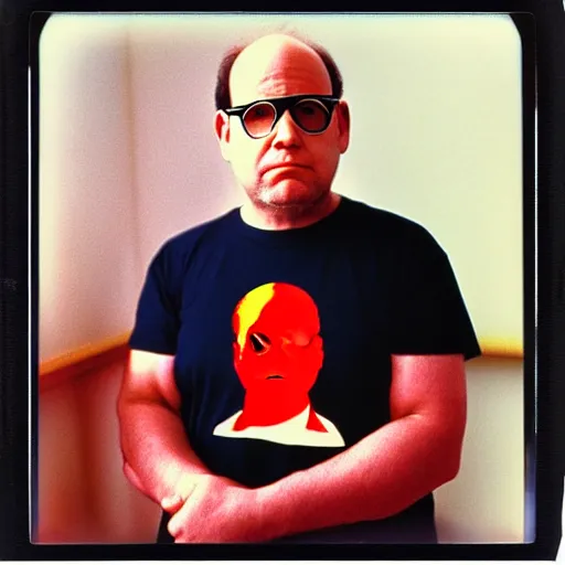 Image similar to polaroid george costanza wearing a hammer and sickle graphic tee, 1 9 9 0 s, colored, by nan goldin