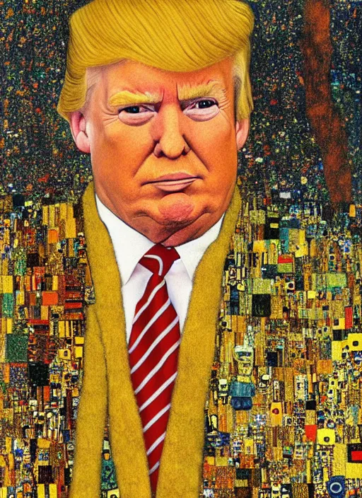 Image similar to portrait of donald trump by gustav klimt