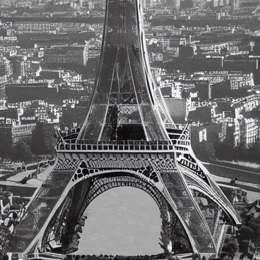 Prompt: eiffel tower structure by architect zaha hadid