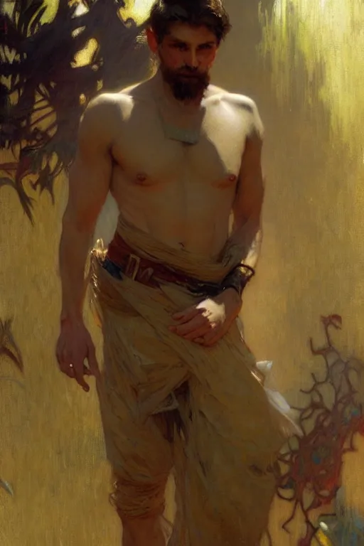 Image similar to attractive man, painting by gaston bussiere, craig mullins, greg rutkowski, alphonse mucha