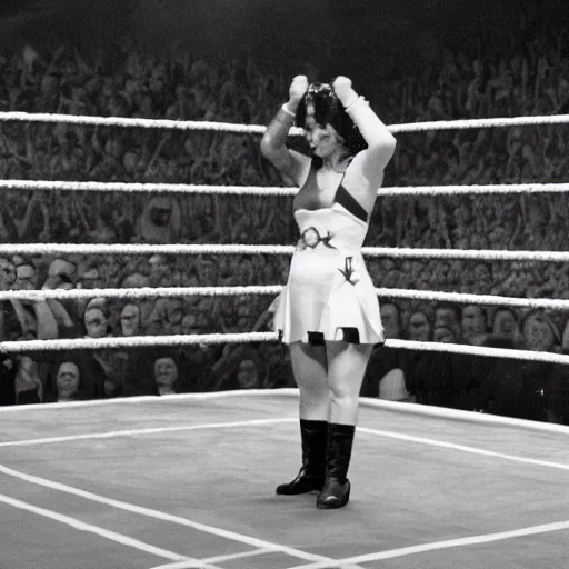 Prompt: queen elizabeth ii fighting in a wwe wrestling ring