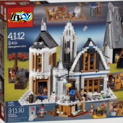 Image similar to Salem witch trial Lego set, burn the witch, witch burning, large Lego set box