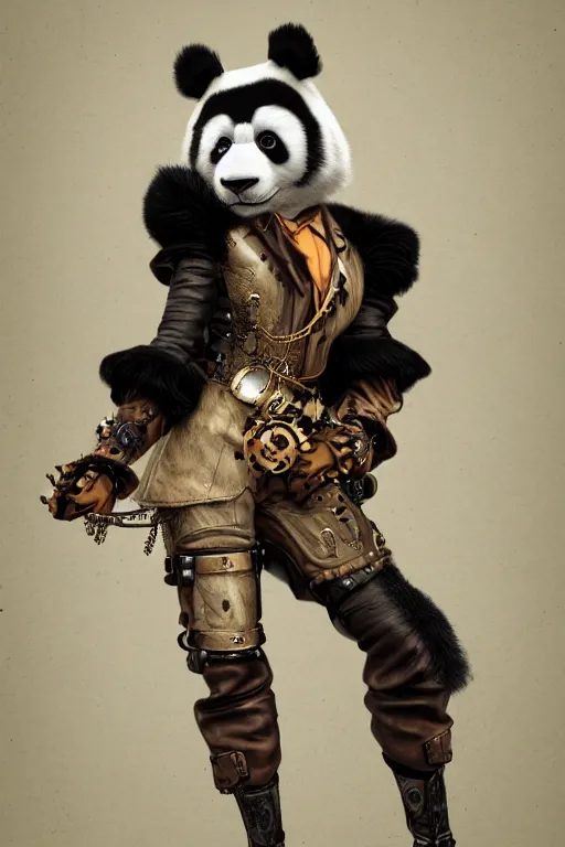 Prompt: anthropomorphic panda as a steampunk cowgirl with long blonde hair, intricate, elegant, highly detailed, digital painting, artstation, concept art, smooth, sharp focus, contemporary fashion shoot, by edward robert hughes, annie leibovitz and steve mccurry, david lazar, jimmy nelsson, hyperrealistic, octane render