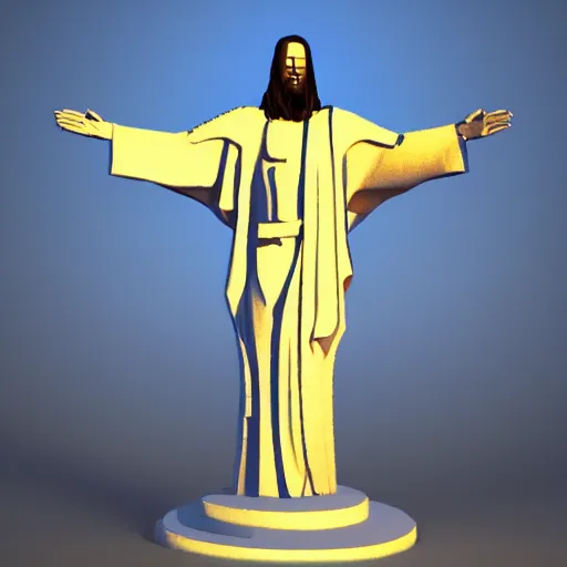 Image similar to cyberpunk christ the redeemer, 3 d render