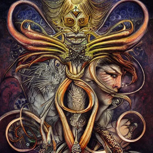 Image similar to detailed and sharp portrait of scorpio artistic zodiac artwork, mystic style, detailed, 8 k, detailed, symmetrical, by brian froud