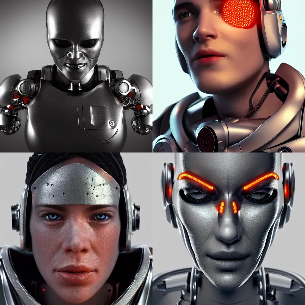 Prompt: cyborg savior ,qrealistic , 3D render, Studio Lighting, High Detail, 4K, Title-Shift,Hyperrealism
