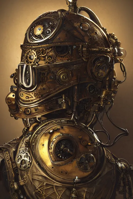 Image similar to steampunk helmet fantasy art mask robot ninja stylized digital illustration sharp focus, elegant intricate digital painting artstation concept art global illumination ray tracing advanced technology chaykin howard and campionpascale and cooke darwyn and davis jack