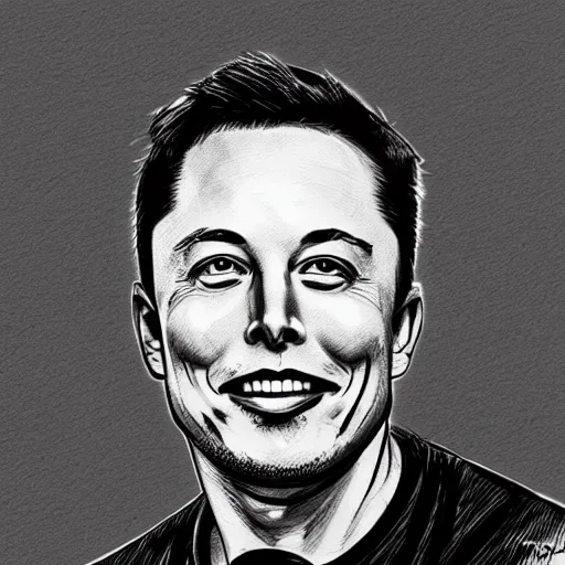 Prompt: Pencil sketch of Elon Musk