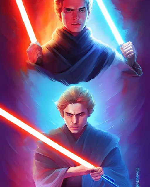 Image similar to anakin skywalker ( hayden christensen ) star wars, digital painting bioluminance alena aenami artworks in 4 k design by lois van baarle by sung choi by john kirby artgerm style pascal blanche and magali villeneuve