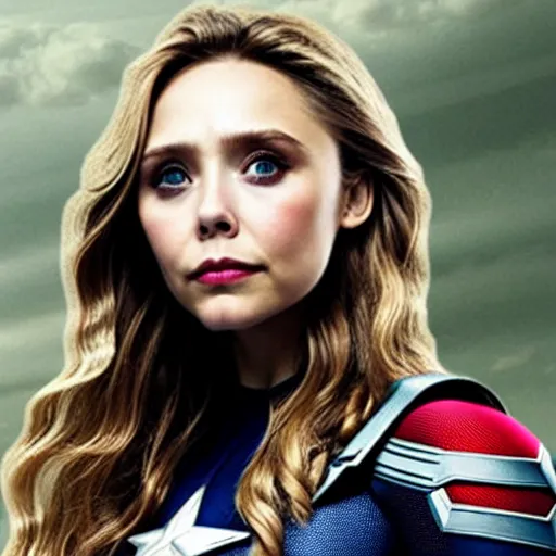 Image similar to Elizabeth Olsen as captain america