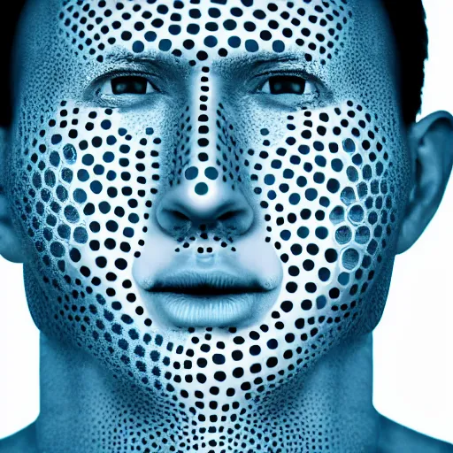 Prompt: extreme close up a sparse pattern of large holes on a person's face. trypophobia. dramatic lighting, ue 5, digital art, 4 k