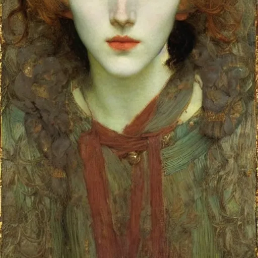 Image similar to portrait of a woman, by edgard maxence, mythological figure, divine, heavenly, beautiful, elegant, ethereal