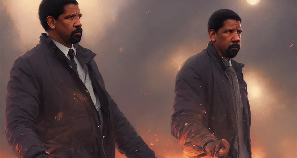 Image similar to highly detailed cinematic portrait denzel washington in training day, happy ambience, stephen bliss, unreal engine, fantasy art by greg rutkowski, loish, rhads, ferdinand knab, makoto shinkai and lois van baarle, ilya kuvshinov, rossdraws, tom bagshaw, global illumination, detailed and intricate environment