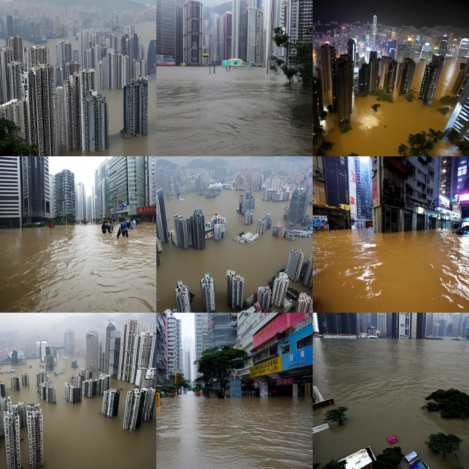 Prompt: hong kong city flooded, associated press, high quality