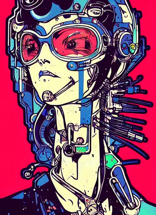 Image similar to cyberpunk gemini!! cyborg portrait illustration, pop art, splash painting, art by geof darrow, ashley wood, alphonse mucha, makoto shinkai