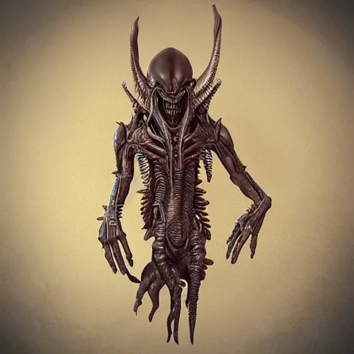 Image similar to “Alien, xenomorph, god of death, dark, evil, fantasy, intricate detail , realistic render”