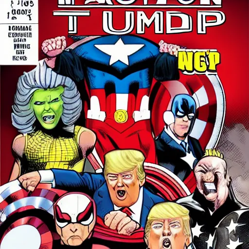 Image similar to donald trump as a superhero comic book cover marvel comics