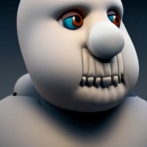 Image similar to a highly detailed humanoid snowman in business suit with black eyes and mouth, no nose, hyperrealism, professional, octane render, digital art