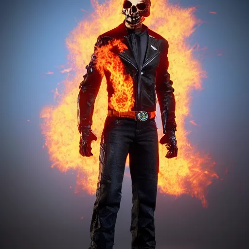 Image similar to Ghost Rider from Marvel photo realistic, CGI, Unreal Engine, Hdr, 4k, award winning