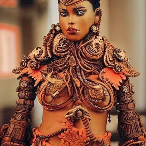 Prompt: “ a brown woman wearing coral armor. super detailed. intricate. award winning. ”