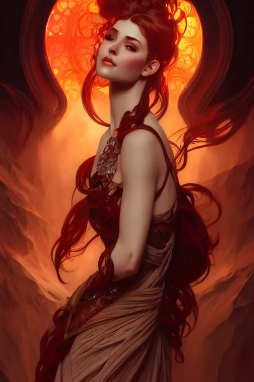 Image similar to lava, dark fantasy, intricate, elegant, highly detailed, digital painting, artstation, concept art, matte, sharp focus, illustration, art by artgerm and alphonse mucha