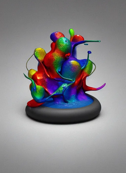 Image similar to 3D abstract resin miniature sculpture by Salvador Dali, psychedelic, abstractionism, realistic, 8K, Hyperrealism, Subsurface scattering, raytracing, Octane Render, Zbrush, simple background