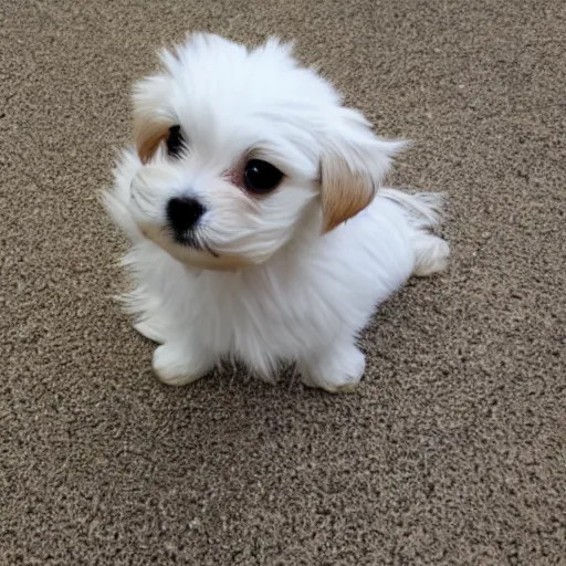 Prompt: maltese puppy dog, side view