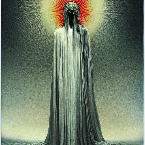 Image similar to the queen of the sun by zdzislaw beksinski and h. r. giger, oil on canvas