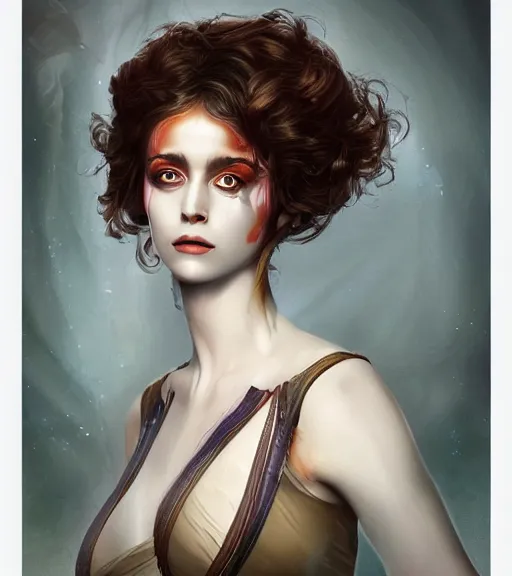 Image similar to beautiful female character inspired by venice carnival and russian icons ellen ripley | | digital artwork made by greg rutswork, anna dittmann and lois van barlee, symmetrical, anatomically correct