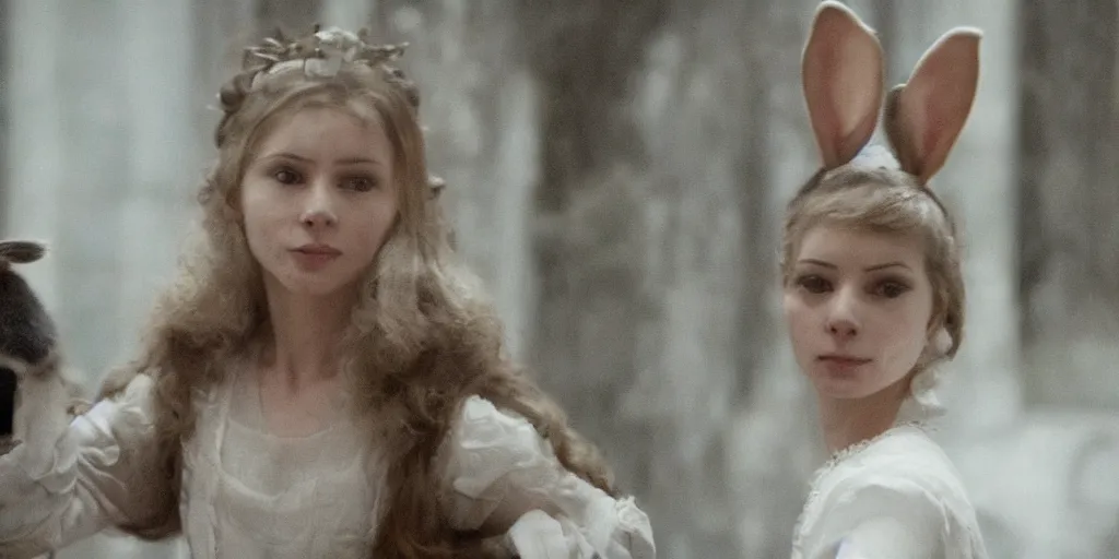 Image similar to a rabbit in the movie russian ark, screenshot