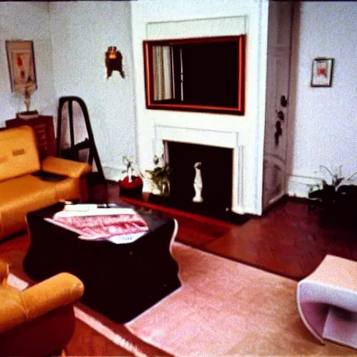early 90s polish living room, vhs camera footage Stable Diffusion