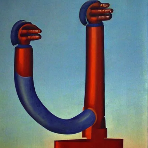 Image similar to italian futurism painting of industrial robot arms