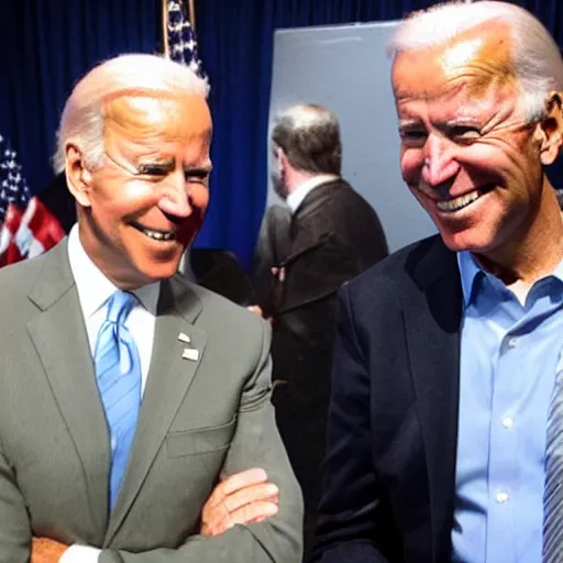 Prompt: joe biden hanging out with raiden from metal gear solid