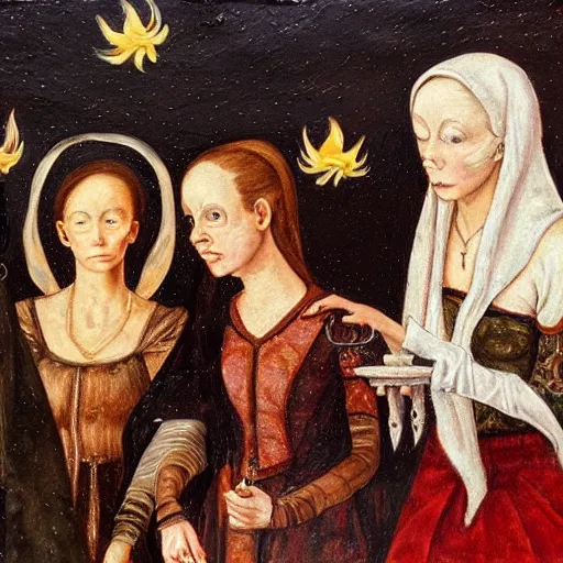 Prompt: witches in the coven, highly detailed, art, renaissance paintin, oil painting