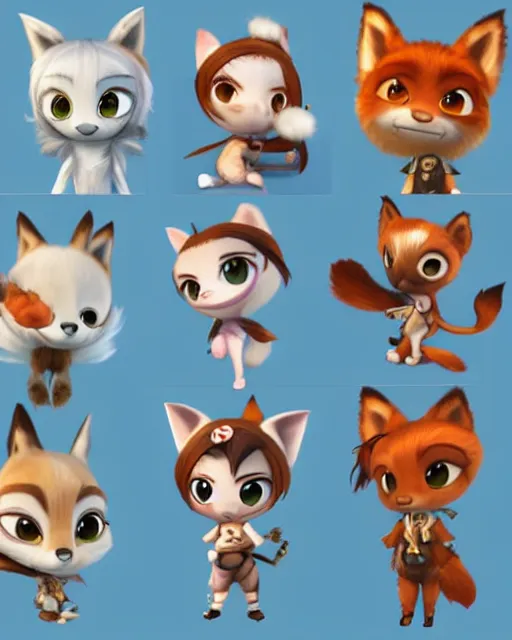 Image similar to female furry mini cute style, highly detailed, rendered, ray - tracing, cgi animated, 3 d demo reel avatar, style of maple story and zootopia, maple story gun girl, fox from league of legends chibi, soft shade, soft lighting