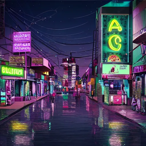 Image similar to ashanti city of the future, street scene, ashanti neon lights, high definition, detailed, futuristic, night scene, realistic