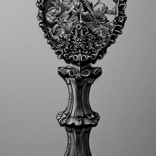 Prompt: ultra detailed hyper realistic deep focus smooth artstation wlop intricate highly detailed award winning porcelain engraved runed chaos sword